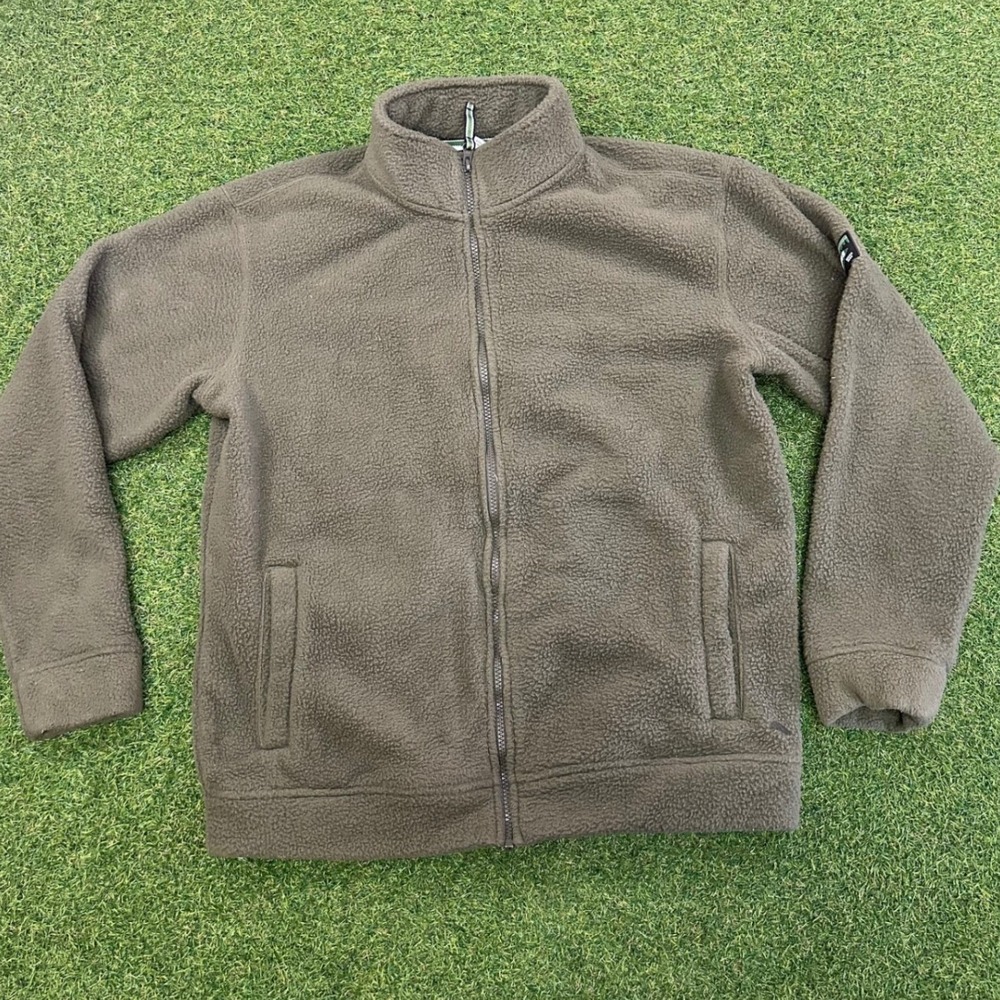 Orvis Classic Collection Mens Small Full Zip Fleece Jacket Olive Green Mock Neck